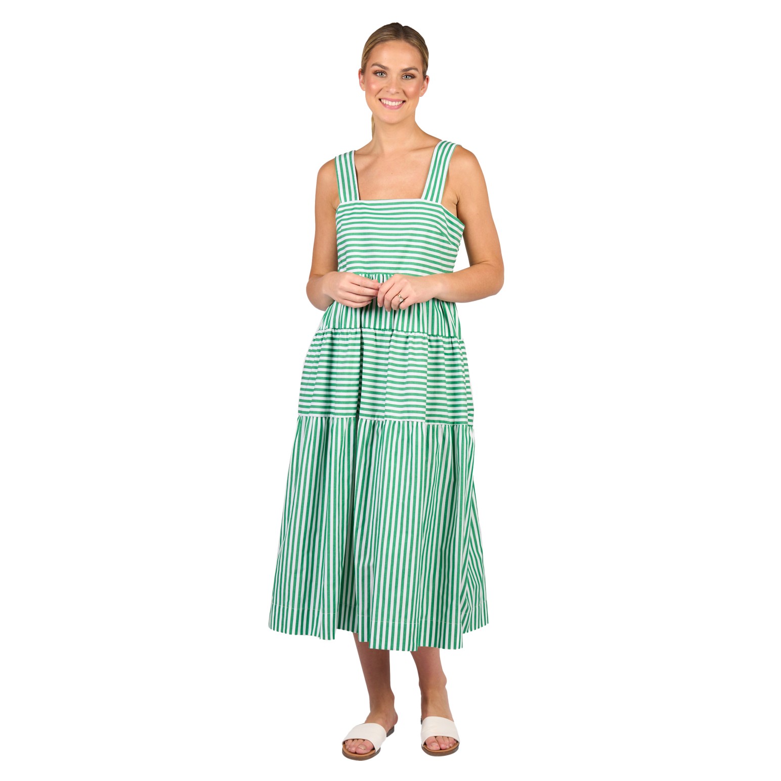 Vassalli Sleeveless Tiered Dress With Wide Straps